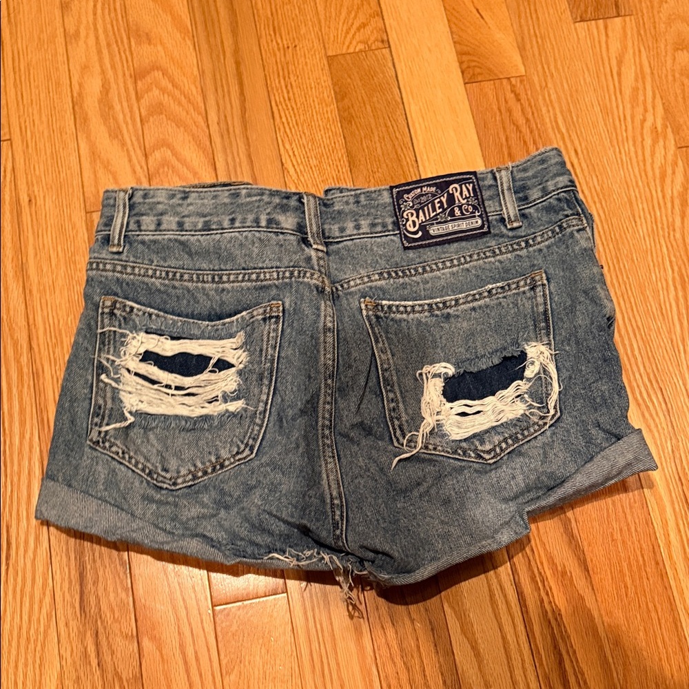 Women's Blue Ripped Denim Shorts
